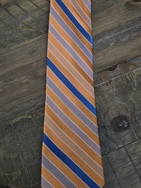 Men's Orange and Blue Striped Necktie - Classic Stripe